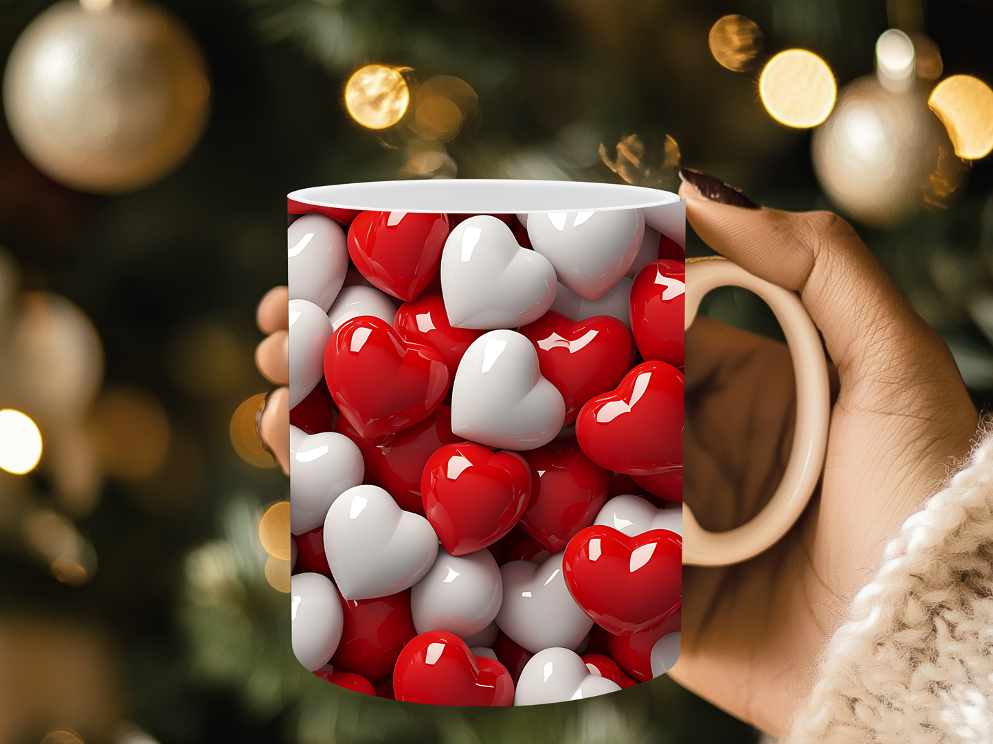 Kalpli 3 Boyutlu Tasarım Porselen Kupa Mug - Hediye Kupa - Baskılı Kupa